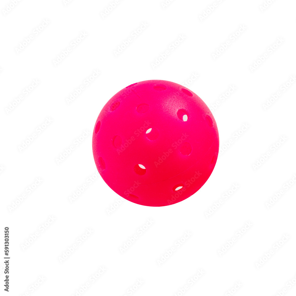 Red pickleball isolated on white Red pickleball isolated on white