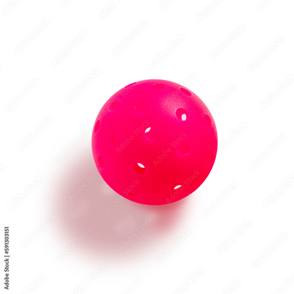 Red pickleball isolated on white Red pickleball isolated on white