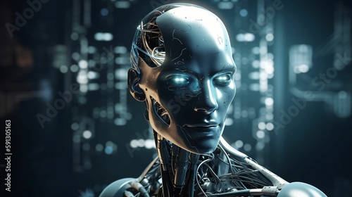 depicted artificial intelligence, robot, future technology, mechanical thoughts, Generative AI