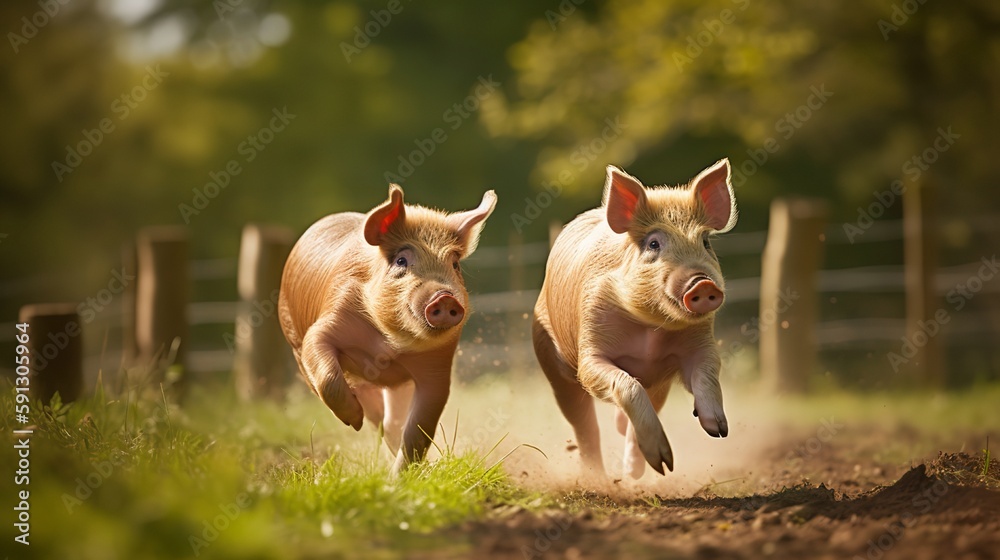 The Playful Spirit of Hampshire Pigs Stock Illustration | Adobe Stock