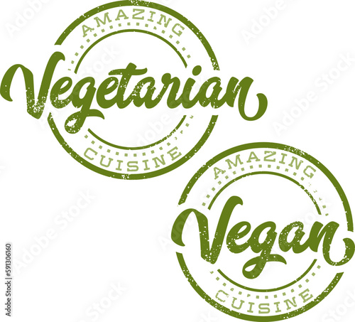 Vegetarian and Vegan Cuisine Menu Stamps