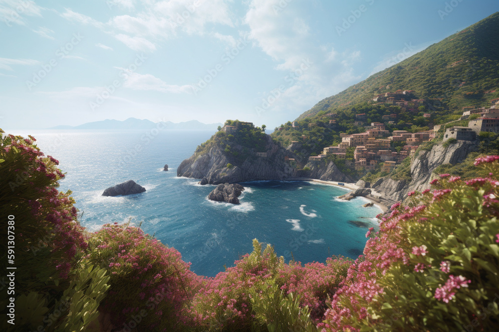 Fototapeta premium view of the coast of the region sea created using generative Al tools