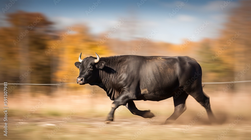 Obraz premium Angus bull in motion