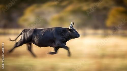 Angus bull in motion