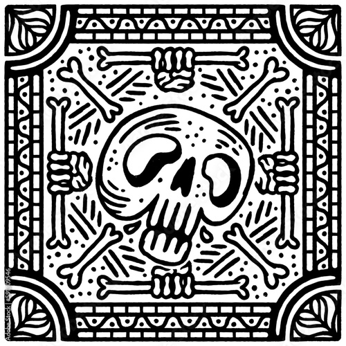 Skull Bones Bandana Scarf Pattern Classic Ilustration Texture