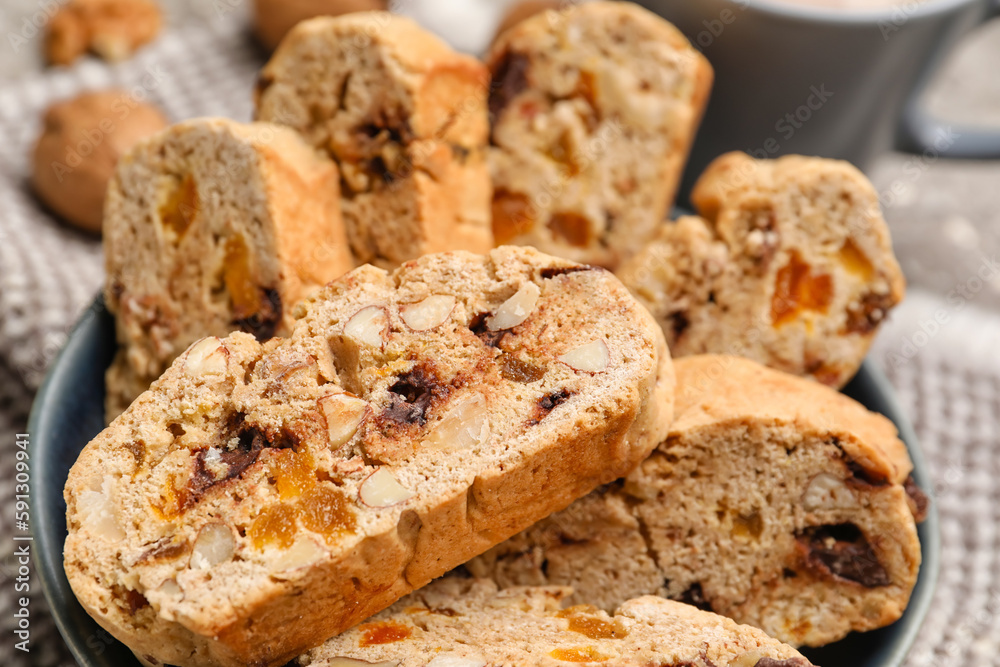 Bowl of tasty biscotti cookies, closeup Bowl of tasty biscotti cookies, closeup