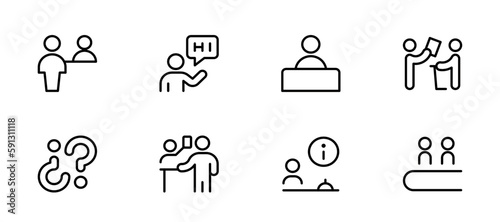 Customer service desk information desk Ask me icon. Vector graphic illustration. Suitable for website design, logo, app, template, and ui.