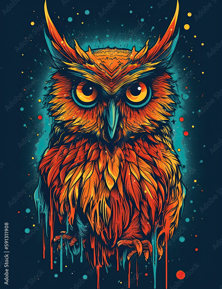 Owl Logo, Paint, Water Color, Graphic Design, Logo Design, T Shirt Design. Generative AI Owl Logo, Paint, Water Color, Graphic Design, Logo Design, T Shirt Design. Generative AI
