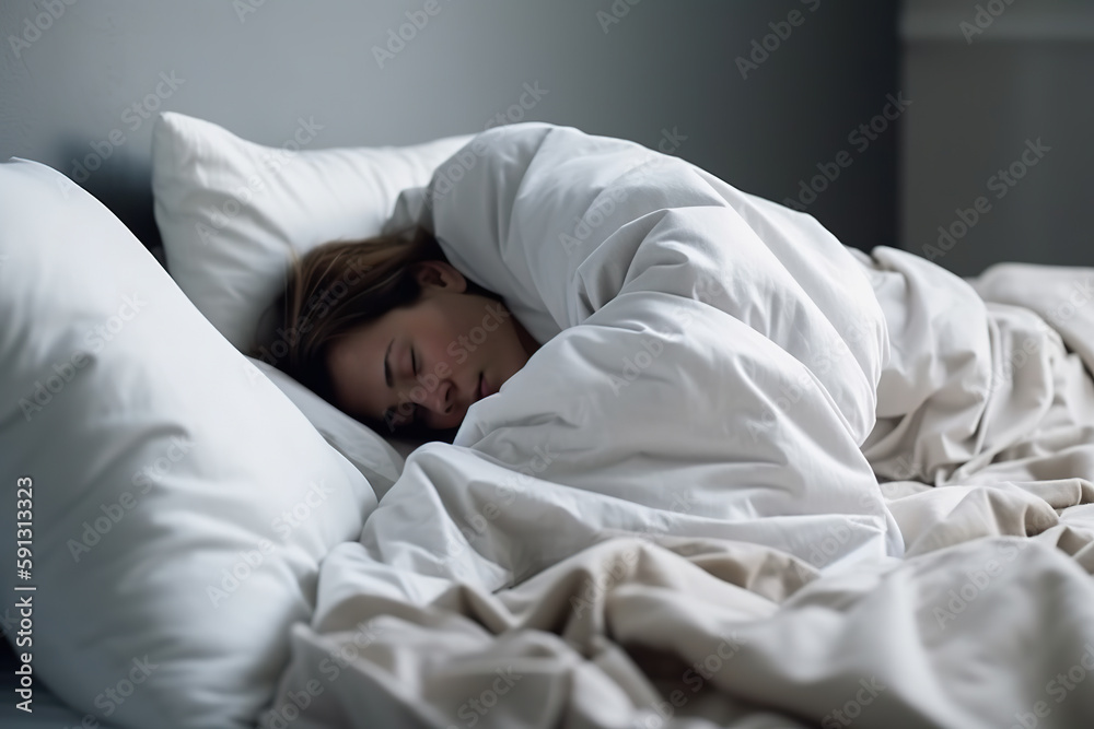 Tired Person Relaxing in Bedroom Tired Person Relaxing in Bedroom