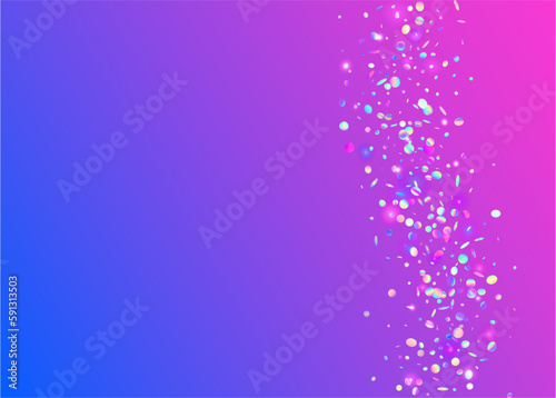 Hologram Glare. Shiny Element. Transparent Background. Party Colorful Wallpaper. Violet Metal Texture. Flying Foil. Falling Glitter. Bright Art. Pink Hologram Glare