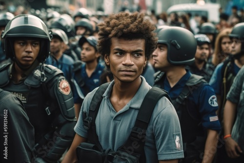 Compelling Images of Public Protests for Civil Rights and Social Justice Against Police Brutality in Urban Areas in america latina, GENERATIVE AI
