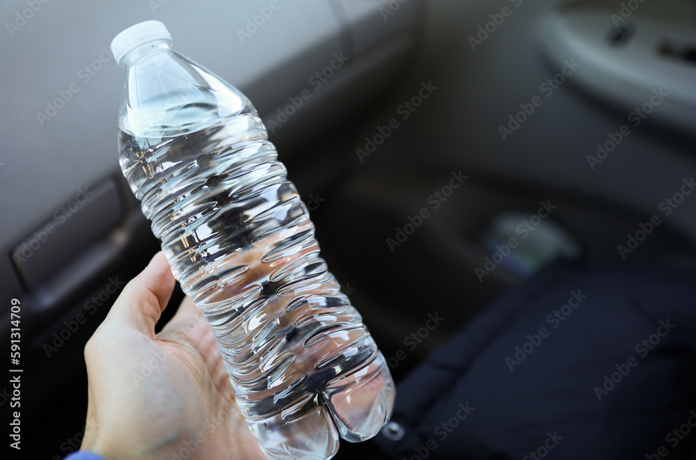plastic water bottle is a portable container made of plastic used to