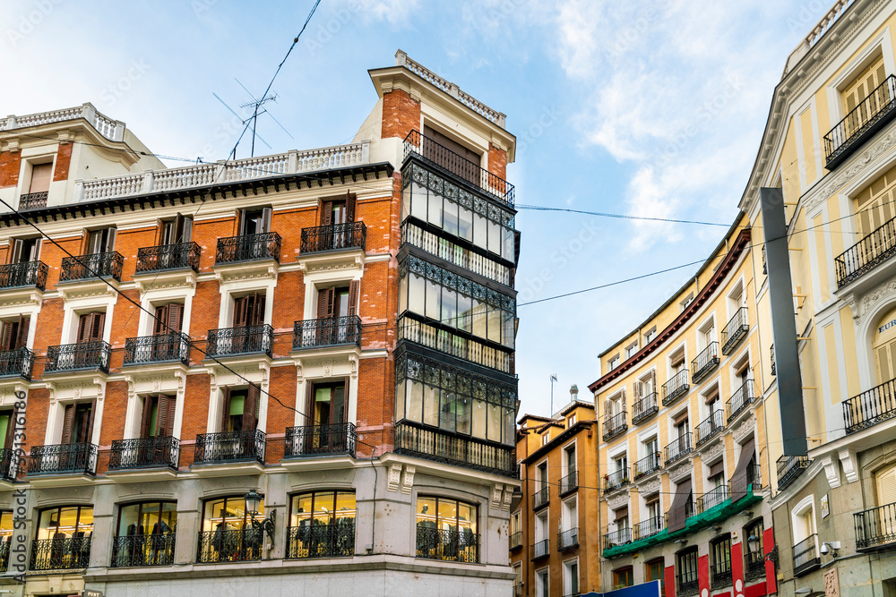 Historic Calle del Carmen street in madrid close to Puerta del sol
