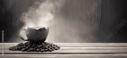 Misty Embrace Coffee Beans, Coal, and a Heart Cup Unite in Precisionism-Inspired Art photo