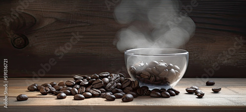 Misty Embrace Coffee Beans, Coal, and a Heart Cup Unite in Precisionism-Inspired Art photo