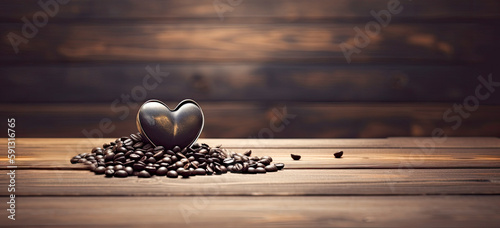 Misty Embrace Coffee Beans, Coal, and a Heart Cup Unite in Precisionism-Inspired Art photo