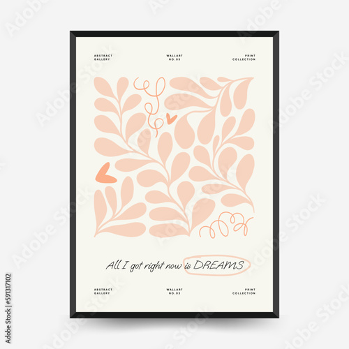 Abstract floral and women posters template. Modern trendy Matisse minimal style. Cute girl and fashion. Hand drawn design for wallpaper  wall decor  print  postcard  cover  template  banner. 