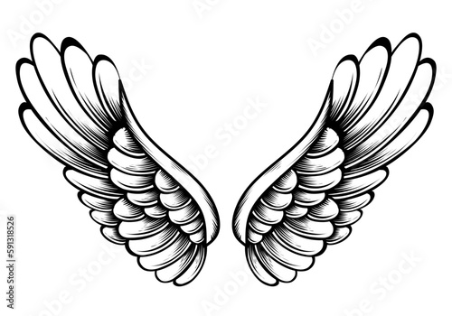 Vector angel wings tattoo design