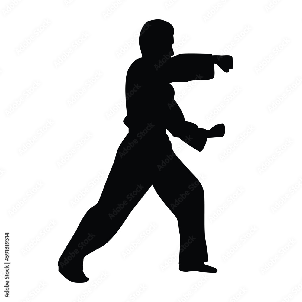 icon of man doing taekwondo kick vector