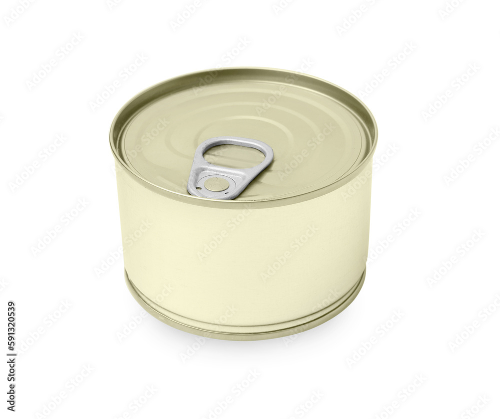 One closed tin can isolated on white One closed tin can isolated on white