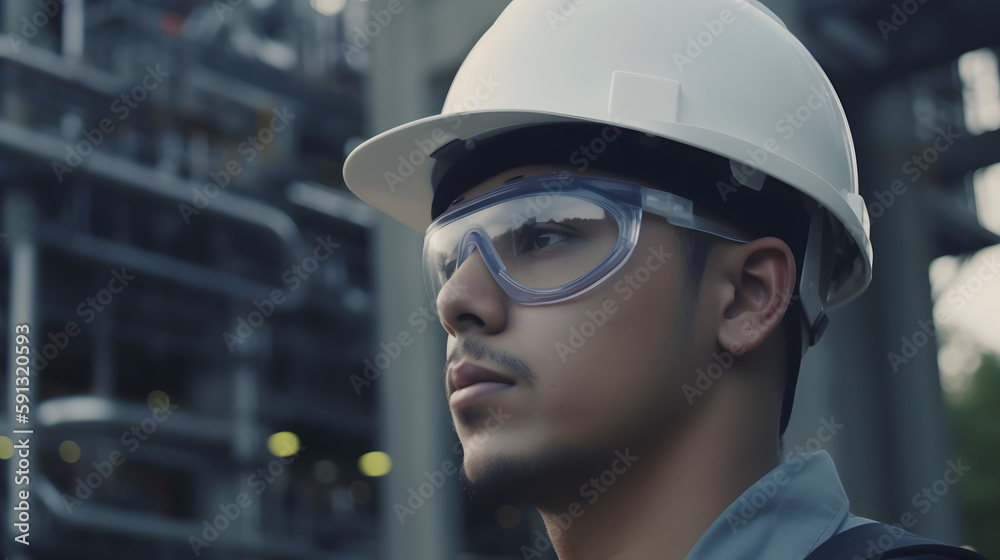 Empowered worker in industry with vision of the future Empowered worker in industry with vision of the future