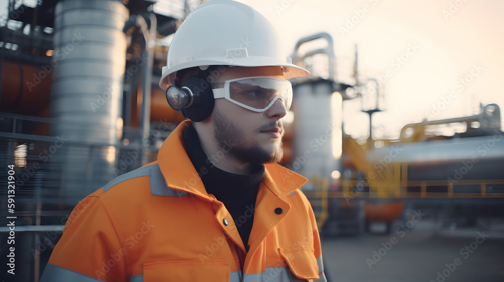 Empowered worker in industry with vision of the future Empowered worker in industry with vision of the future
