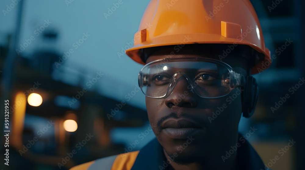 Empowered worker in industry with vision of the future Empowered worker in industry with vision of the future