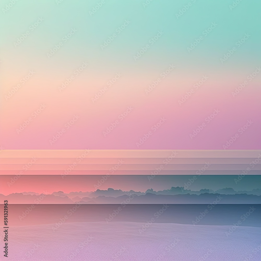 abstract gradient sunrise or sunset over a beach, social media background image, pastel sorbet color for spring mellow vibe design. Generative AI