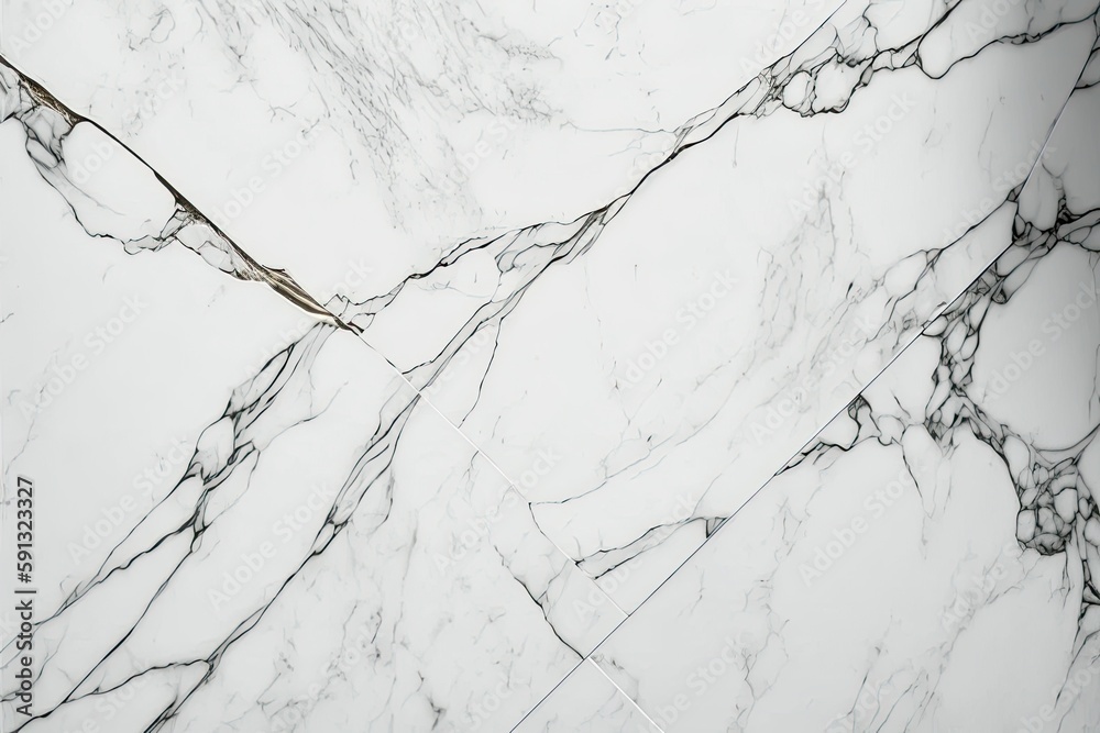 close-up view of a smooth white marble surface with veins and patterns. Generative AI close-up view of a smooth white marble surface with veins and patterns. Generative AI