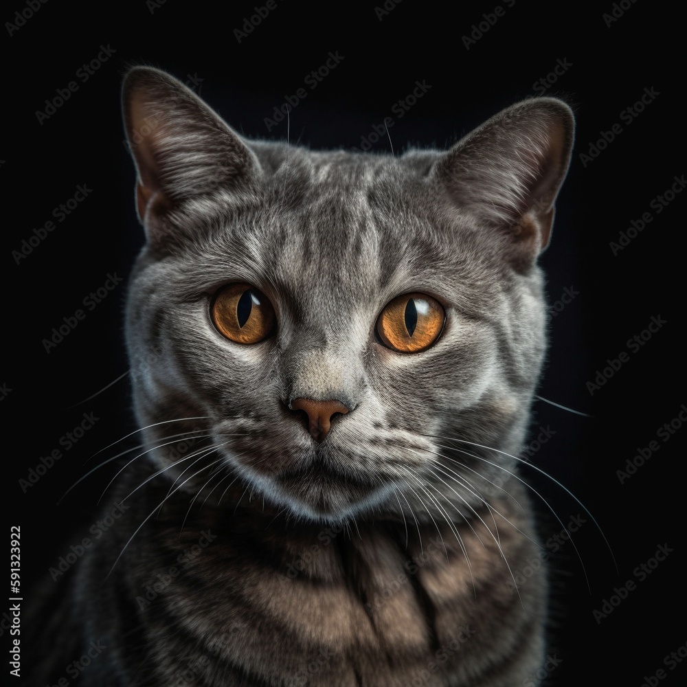 Studio Portraits of a scottish straight shorthair cat
