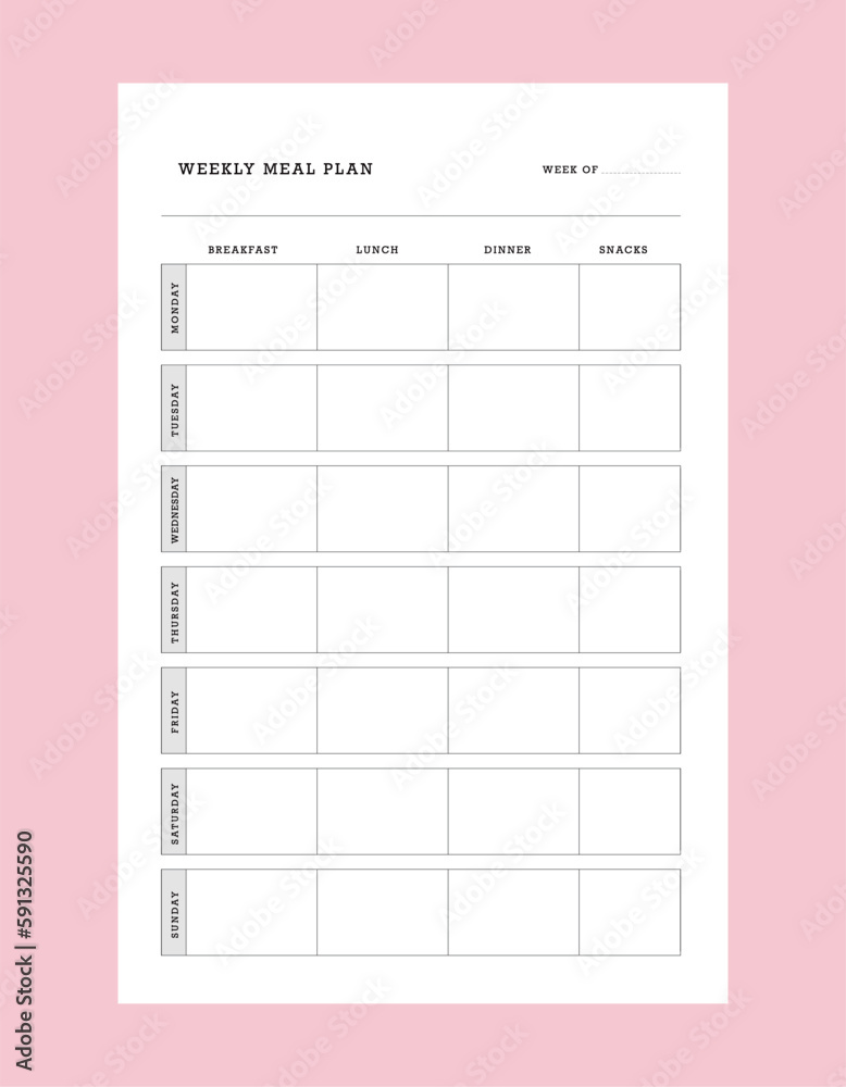 weekly meal planner. weekly meal planner.