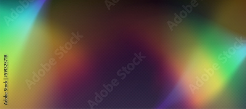Obraz na płótnie Rainbow refraction overlay, leak flare, prism light effect, rainbow sunlight, holographic rays with transparency. Blurred bokeh retro photo texture, vintage camera glare. Vector background. w salonie