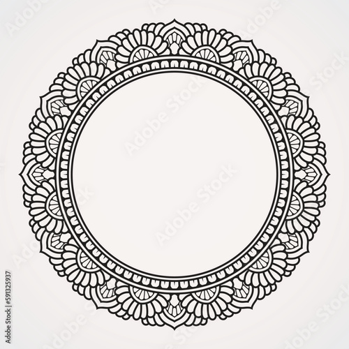 Traditional border frame with ornaments of flowers and herbs for photos and quotes. suitable for henna, tattoos, photos, coloring books. islam, hindu,Buddha, india, pakistan, chinese, arab