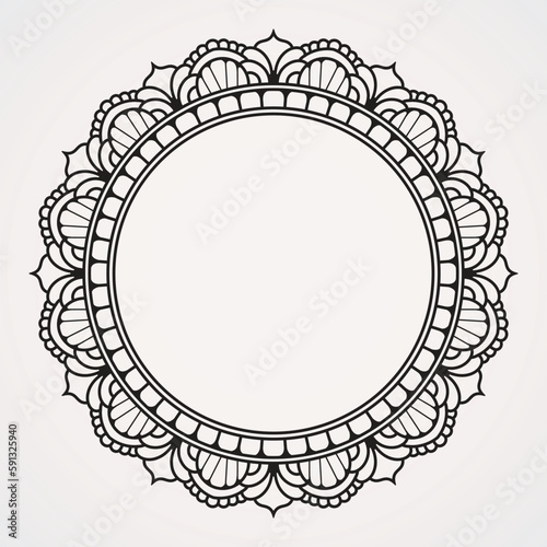 Photography border flower ornament with circular shape for photos and quotes