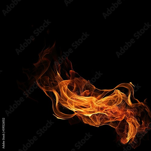 Fire Overlay on a Black Background, Burning coals, flaming particles - AI Generated © Pedro