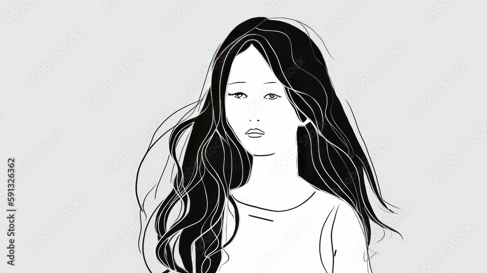 Contemporary minimalist line drawings of girls Contemporary minimalist line drawings of girls