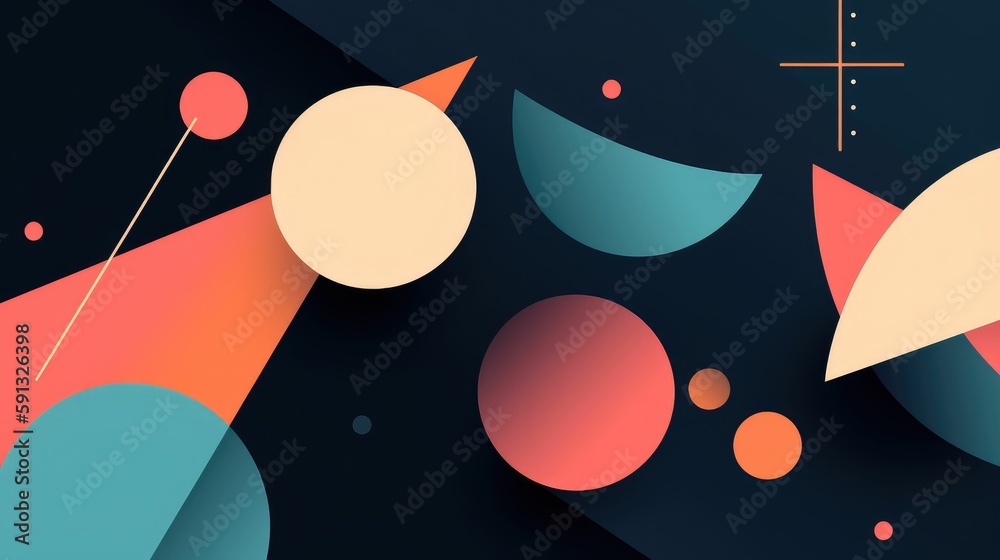 Contemporary minimalistic wallpaper with abstract shapes