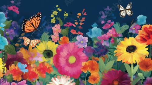 Colorful flower garden illustration