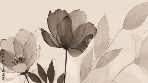 Wallpaper Mural Elegant and timeless wallpaper featuring minimalist flower drawings Torontodigital.ca