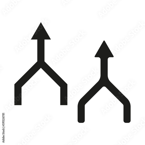 two arrows merging icon vector collaboration, partnership, alliance, joining and growth concept for graphic design, logo, website, social media, mobile app. UI Vector illustration.