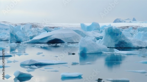 Arctic ice glaciers and icebergs