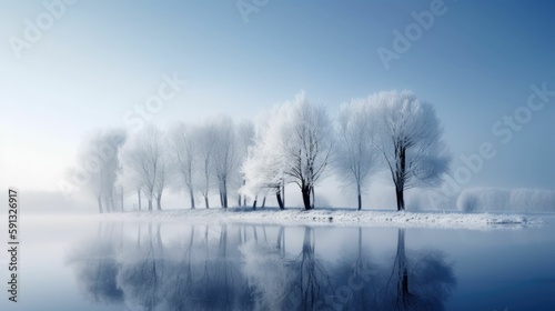 Snowy Scene: A Serene and Frozen Winter Landscape