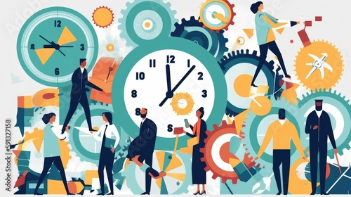 Stock photo of busy people and time management