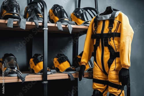 biochemical protective yellow suit generative ai photo