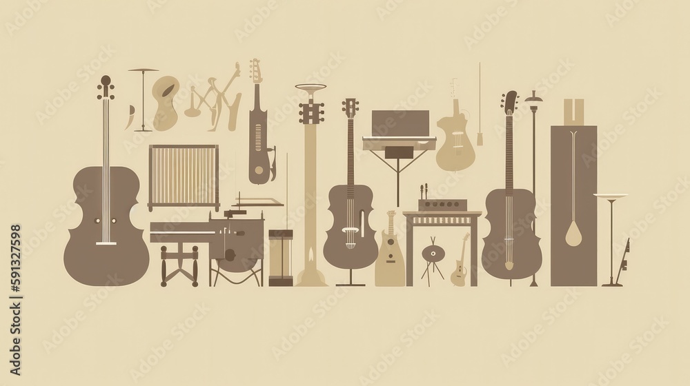 Minimal illustrations of music instruments