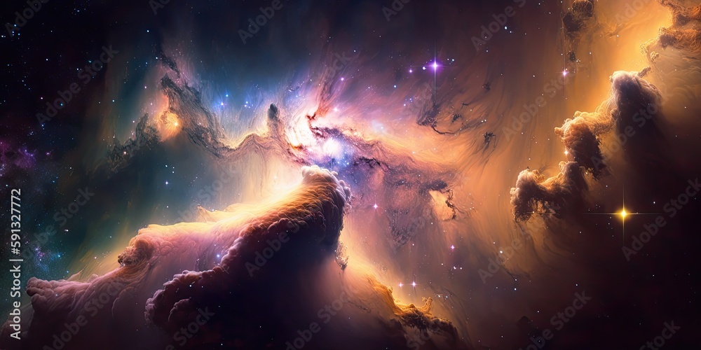 Fototapeta premium Colorful space galaxy cloud nebula. Stary night cosmos. Universe science astronomy. Supernova background wallpaper