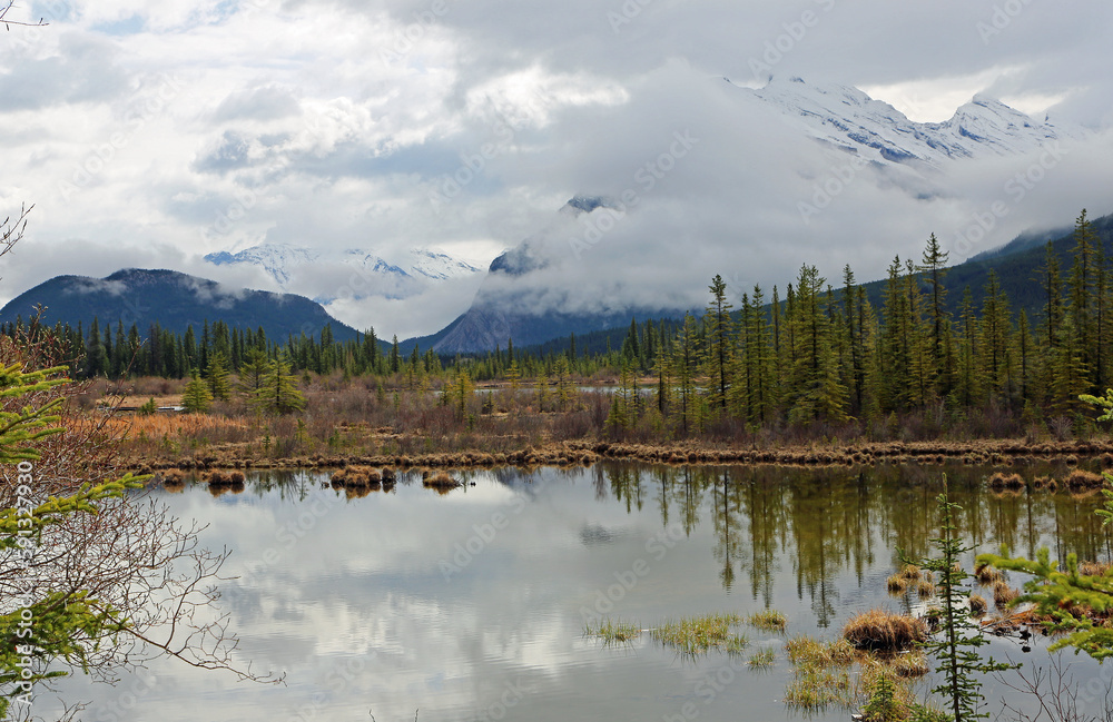Naklejka premium Rocky Mountains on Vermilion Lakes - Canada