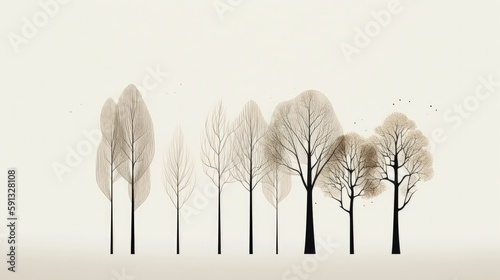 Minimalistic drawings of trees wallpaper