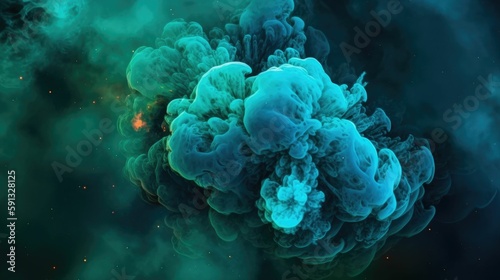 Turquoise cosmic bubble gas clouds wallpaper © Oliver
