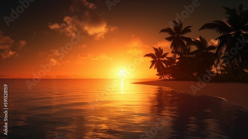 Tropical sunset over the ocean © Oliver